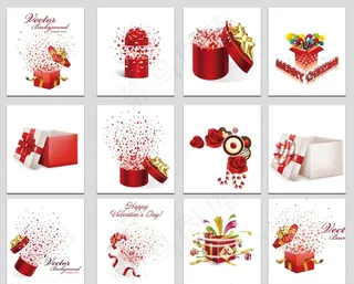 免抠节日欢庆礼盒礼花png素材图片