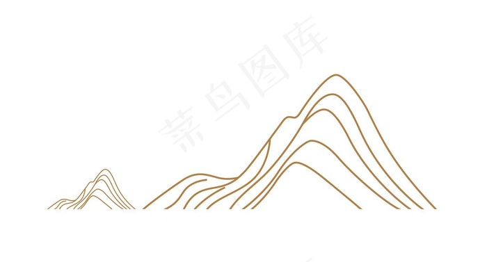 中式线描山体图片