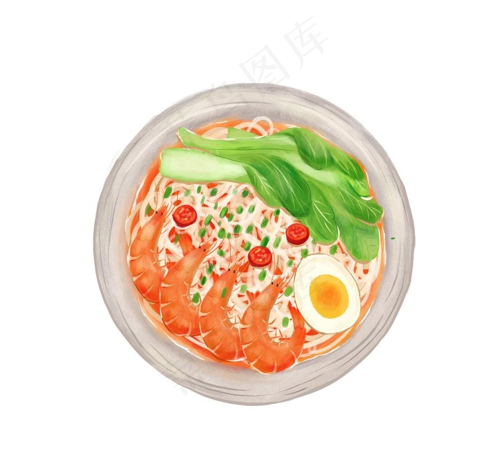 手绘海鲜面 水彩图片