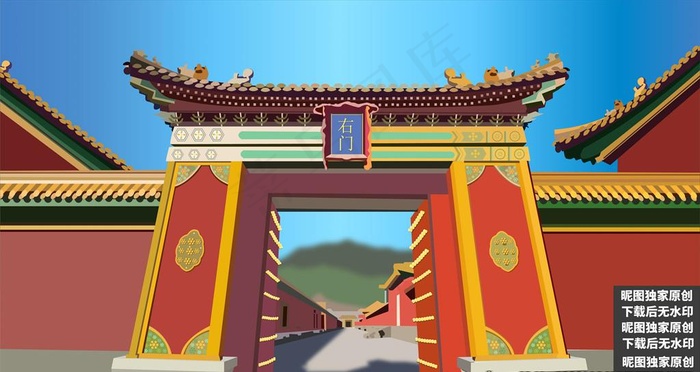 中式建筑图片ai矢量模版下载