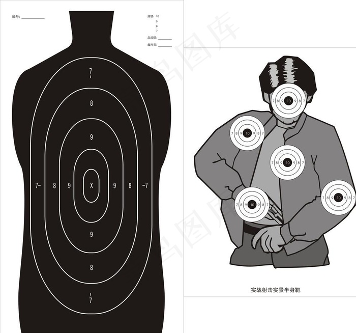 实战射击实景半身靶图片cdr矢量模版下载