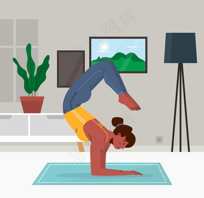 矢量瑜伽人物图片
