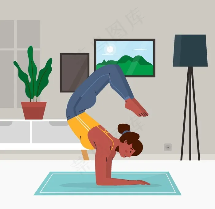 矢量瑜伽人物图片ai矢量模版下载