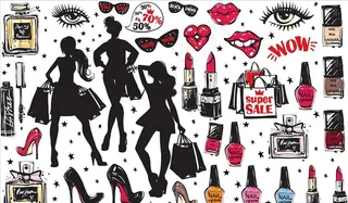 手绘涂鸦女人时尚元素矢量图下载图片