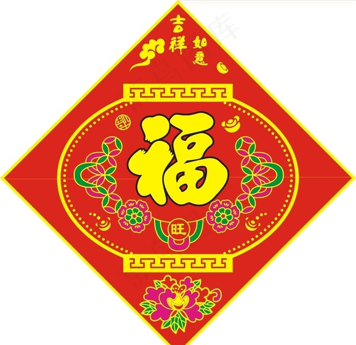 中国结 福字 春节图片cdr矢量模版下载