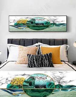 抽象金箔几何山水装饰画图片