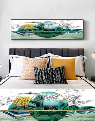 抽象金箔几何山水装饰画图片