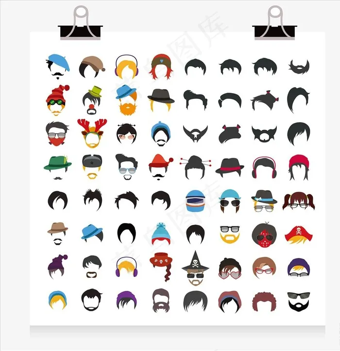 发型图片ai矢量模版下载