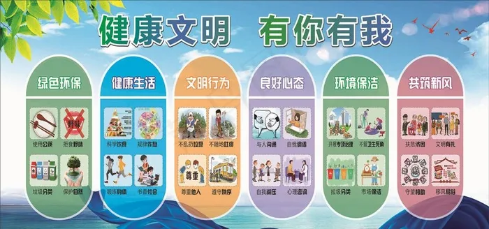 健康文明    有你有我图片(2900X1130)cdr矢量模版下载
