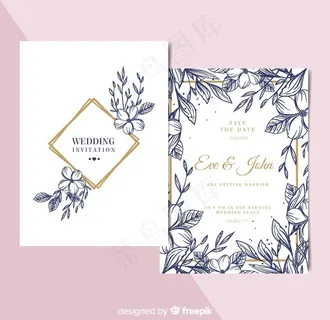 手绘花卉 婚礼邀请卡图片
