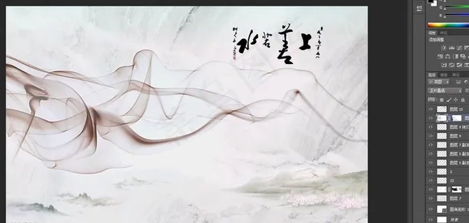 大理石纹理线条山水上善若水瓷砖图片