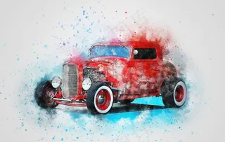 抽象手绘车图片