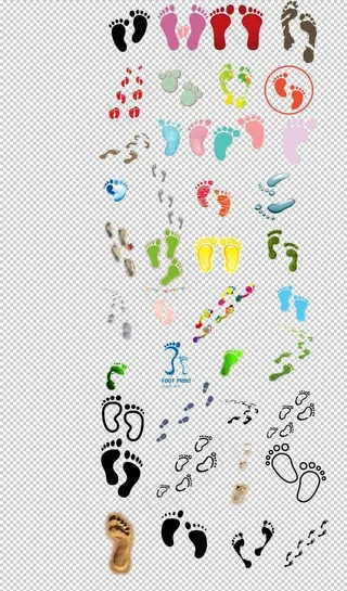 脚印鞋印手绘卡通可爱小脚印素材图片