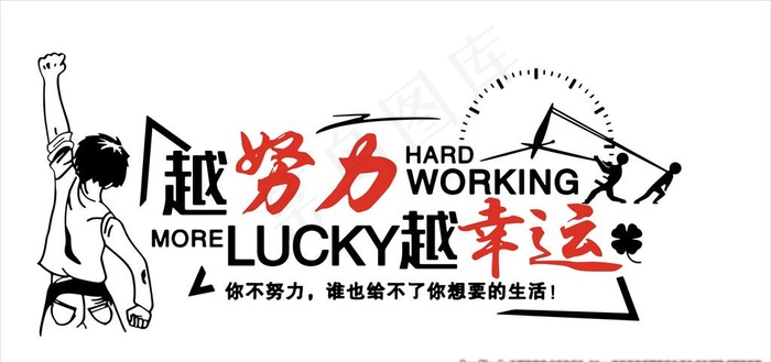 越努力越幸运企业文化墙展板图片cdr矢量模版下载
