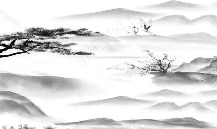 水墨山水背景图片(9071X5669(DPI:72))psd模版下载