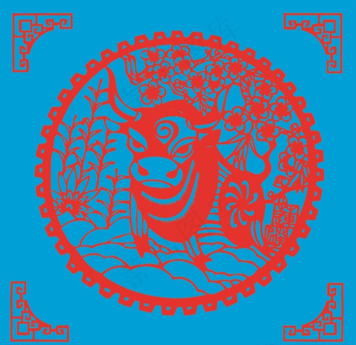 牛剪纸图片