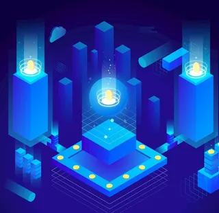 2.5D蓝色金融插画图片