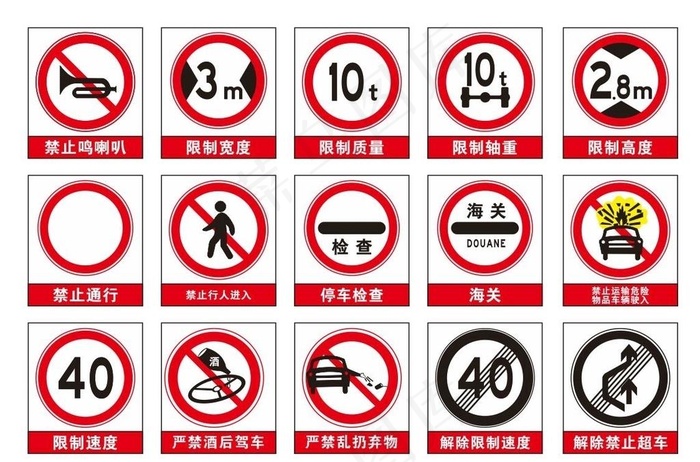 交通标识图片cdr矢量模版下载