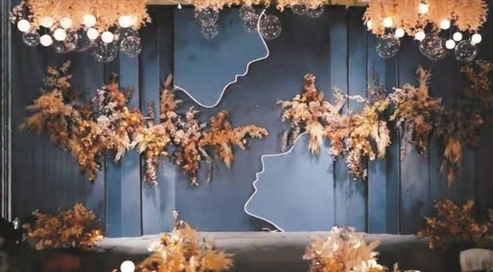 蓝色婚礼背景图片