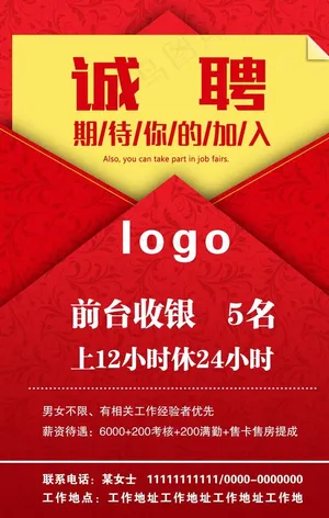 酒店招聘海报图片