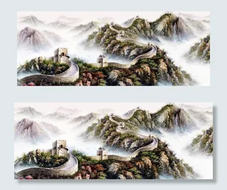 长城风景画图片
