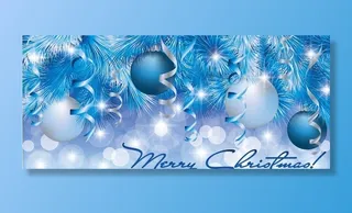蓝色圣诞球背景 贺卡图片