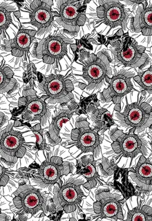 数码印花白底淡灰黑红花图片