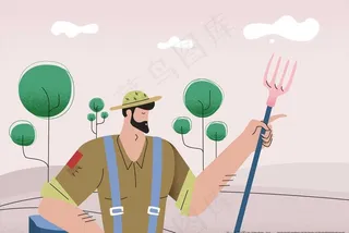 手绘农民插画图片