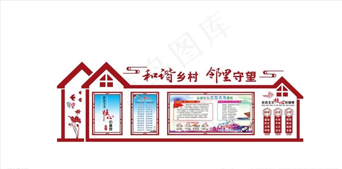 新农村建设文化墙图片(210X297)cdr矢量模版下载