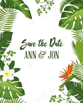 绿色植物花朵花卉树叶手绘背景图片