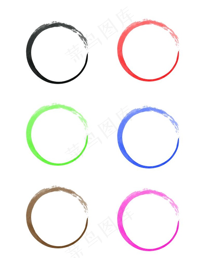 水墨园笔刷素材元素图片