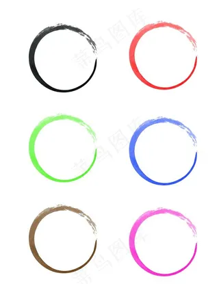 水墨园笔刷素材元素图片