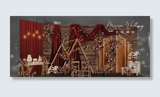 红色森系迎宾婚礼效果图图片