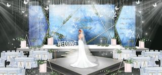 蓝色系婚礼设计背景图片