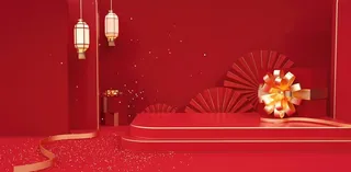 新年红色立体场景图片