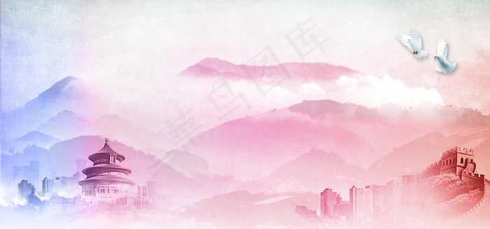 水墨山水图片(7087X3543(DPI:150))psd模版下载