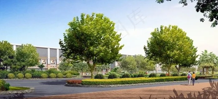 道路园林景观效果图图片(4000X1947(DPI:72))psd模版下载