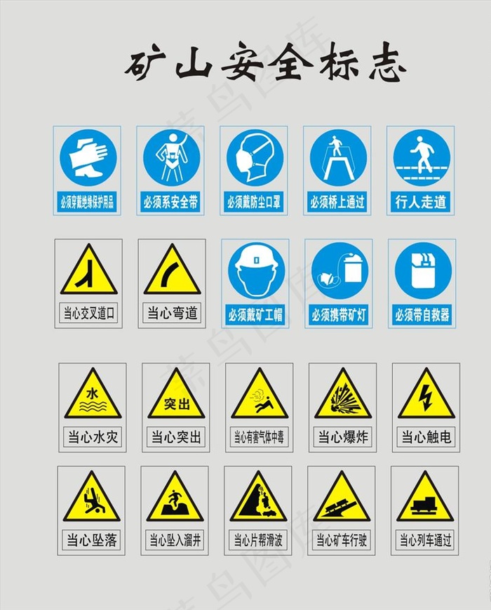 矿山安全标志图片cdr矢量模版下载