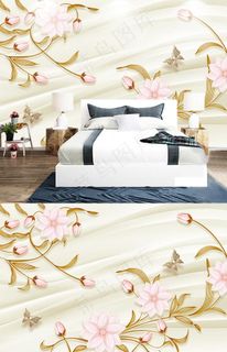 欧式浮雕花卉新中式珠宝背景墙图片