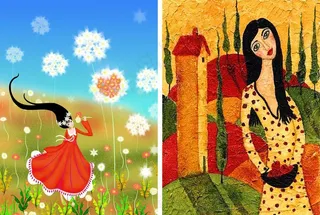 卡通绘本 长发女孩图片