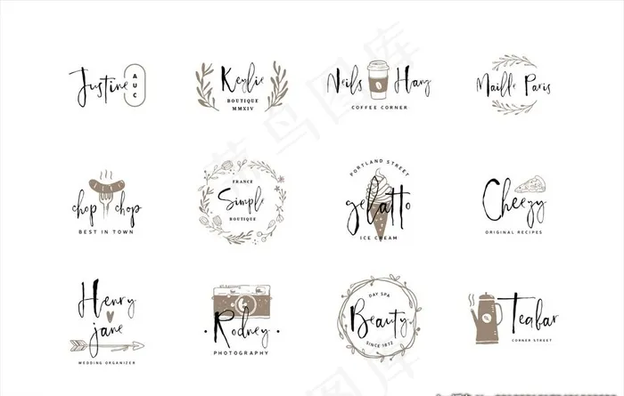 矢量手绘英文logo图片ai矢量模版下载