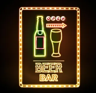 酒吧夜店发光霓虹灯招牌图标图片