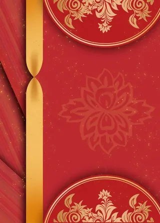 红色喜庆宫廷风邀请函背景图片