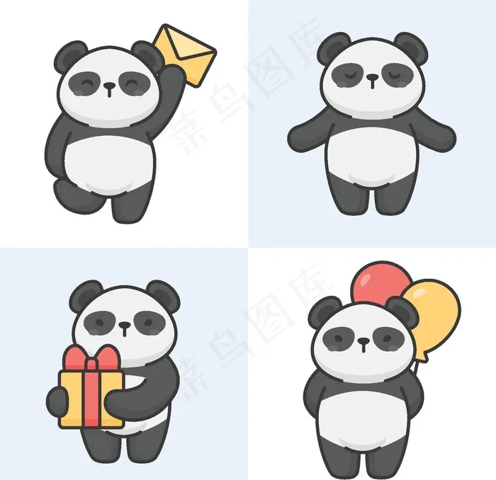 可爱卡通动物图片eps,ai矢量模版下载