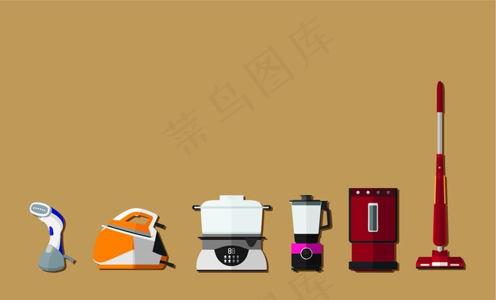 小家电产品彩色矢量图图片