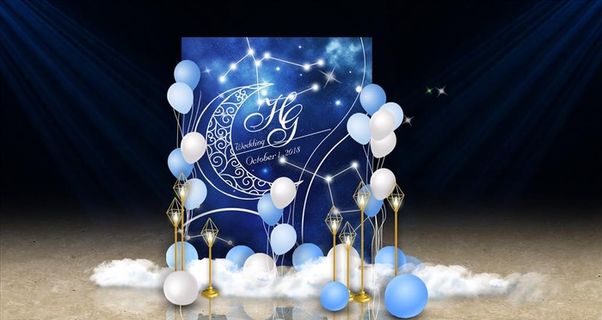 蓝色星空婚礼迎宾区图片 蓝色星空婚礼迎宾区图片