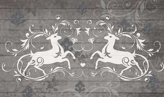 复古怀旧木板背景白色麋鹿背景墙图片