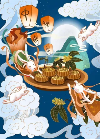 中秋插画图片
