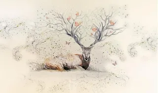 北欧背景墙麋鹿图片