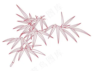 矢量传统古典竹子竹叶白描线稿图片